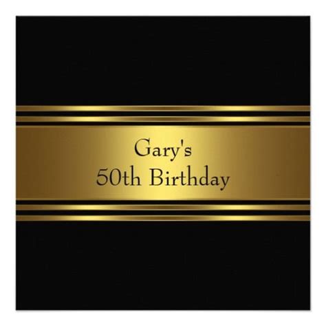 Gold Black Stripe Mans Birthday Party Invitation Zazzle Birthday