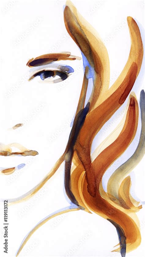 Beautiful Woman Face Abstract Fashion Watercolor Illustration Stock Illustration Adobe Stock