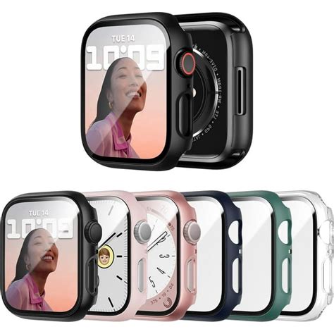 6 Pack Case With Tempered Glass Screen Protector For Apple Watch Series 9 8 7 41mm Ultra Thin