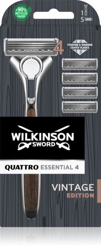 Wilkinson Sword Quattro Essentials Vintage Rasoir Lames De Rechange