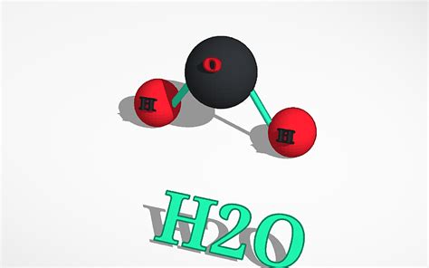 3D design H2O molecule 10-red - Tinkercad