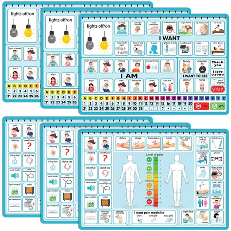 6 Pcs Patient Communication Board Nonverbal Communication Board