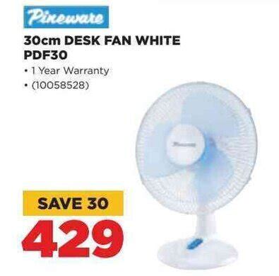 Pineware Cm Desk Fan White Pdf Offer At Hifi Corp