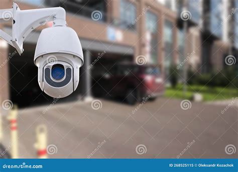 Closeup CCTV Camera Monitoring in the Cars Park. an Automated Car ...