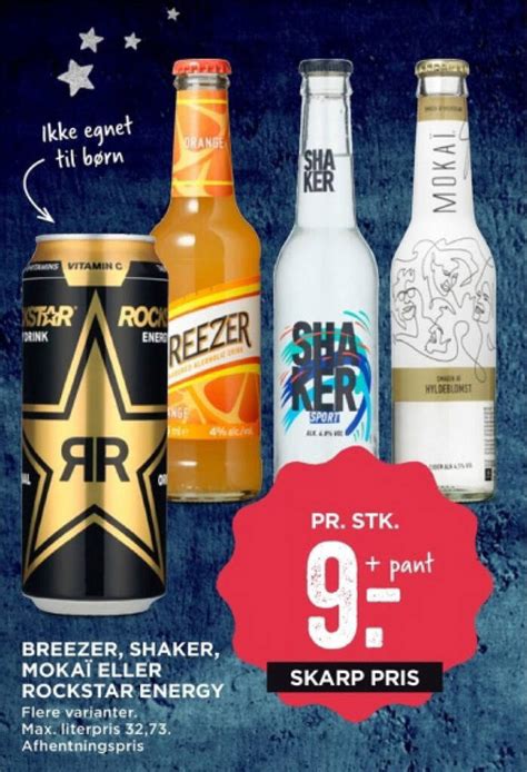 BREEZER SHAKER MOKAÏ ELLER ROCKSTAR ENERGY tilbud hos MENY