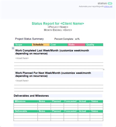 3 Excellent Client Status Report Templates Free Download