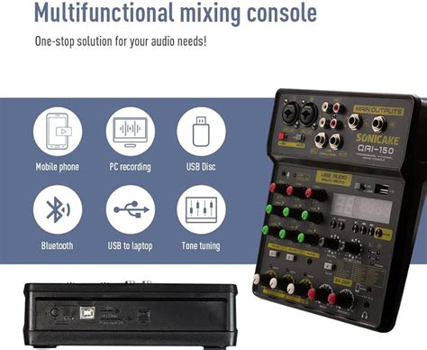 Sonicake Mixing Console Mini Audio Mixer Channel With Sound