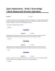 Quiz Submissions Quiz Submissions Week Knowledge Check Homework