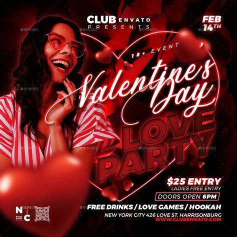 Valentine Day Flyer Love Party Print Templates Graphicriver