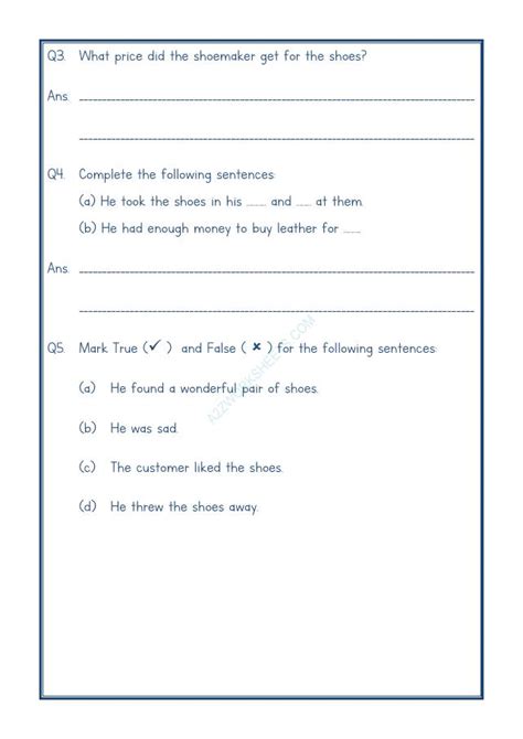 A2zworksheetsworksheet Of Class V Comprehension Passage 25 Reading English