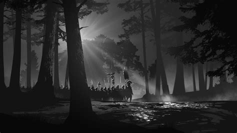 Artwork Monochrome Fantasy Art Night Legionnaire Forest Moonlight