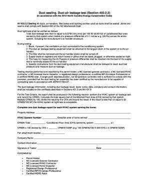 Nc Duct Leakage Test Form 2020 2024 Fill And Sign Printable Template