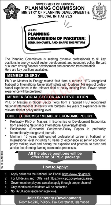 New Planning Commission Of Pakistan Jobs In Islamabad September 2024