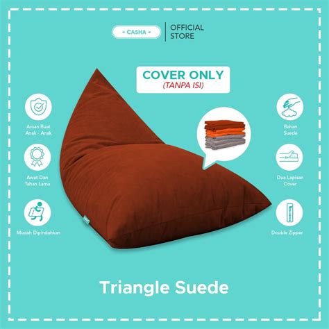 Jual COVER ONLY CASHA Triangle Bahan SUEDE TANPA ISI Bean Bag Murah