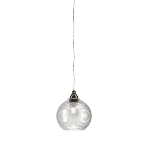 Fritz Fryer Hereford Bathroom Skinny Ribbed Glass Globe Pendant Light Medium Various Colour