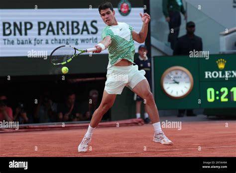 Paris Frankreich Auf Der Juni Tennisspiel Zwischen Carlos