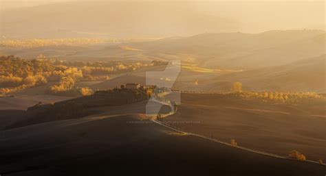 Italy. Tuscany.Valley of the Val d'Orcia at sunset by ...