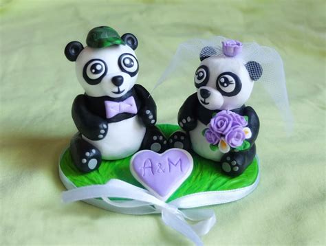 Panda Bride And Groom Wedding Cake Topper Animal Wedding Etsy