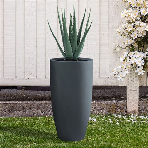 Kante 23 6 H Charcoal Finish Concrete Tall Planters Large Outdoor