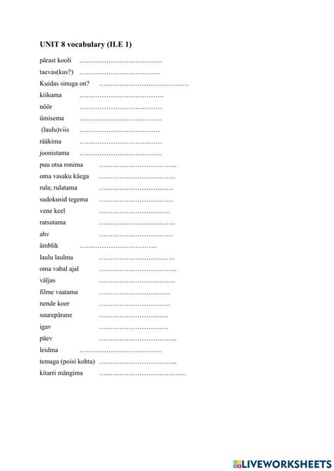 Vocab Unit 8 794320 Railipeil Live Worksheets