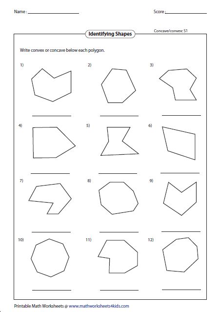 Convex And Concave Polygons Worksheets