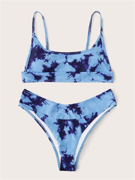 Tie Dye High Leg Bikini Swimsuit Shein Usa In High Leg Bikini