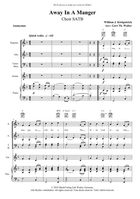 Away In A Manger Nd Version Arr Gert Th Walter By William J