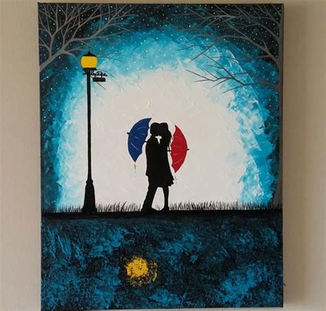 Sale Original Couple In Rain Paintingcouple Kissing In The Etsy