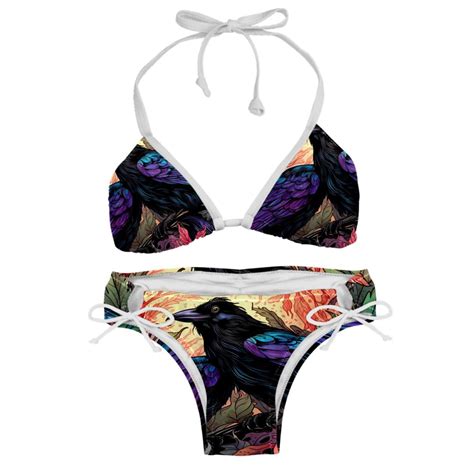 Crow Women S Bikini Set With Detachable Sponge And Adjustable Strap