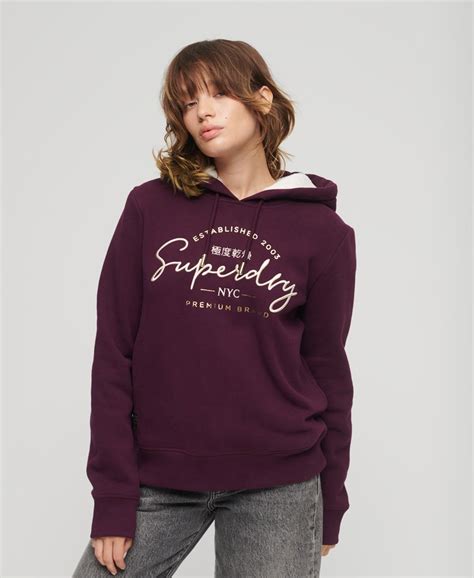 Superdry Luxe Metallic Logo Hoodie Women S Womens Hoodies And Sweatshirts Overhead Hoodies