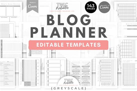 Blog planner canva templates