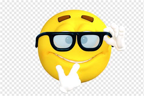 Emoticon Emoji Cartoon Emotions Smiley Happy Thinking Nerd Geek Glasses Png Pngwing