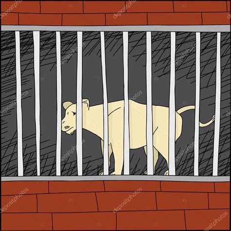 Lion In Cage Stock Vector Image By Theblackrhino