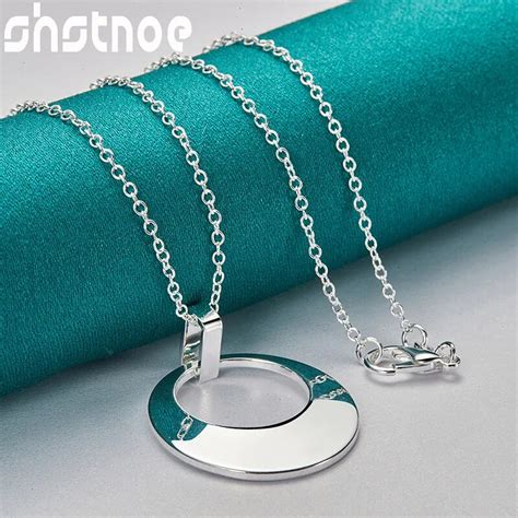 Luxury 16 30 Inch Circle O Chain 925 Sterling Silver Sickle Pendant