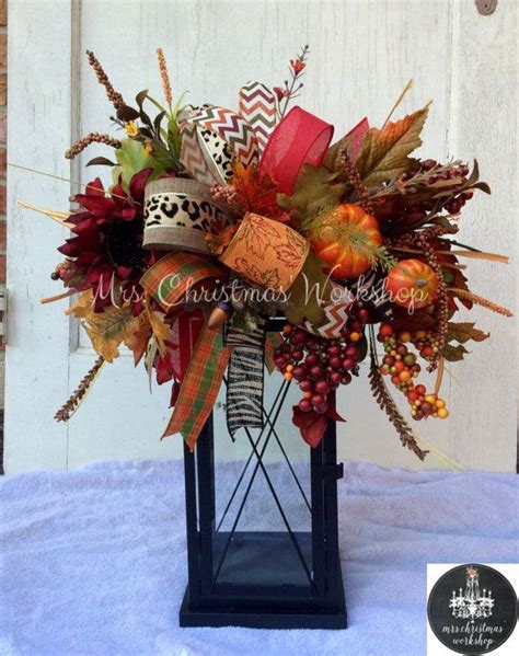 Fall Lantern Swag With Pumpkins And Sunflower Fall Arrangement Etsy