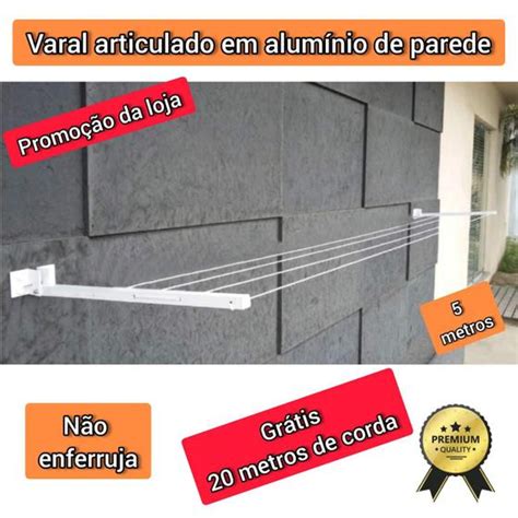 Varal De Roupas Dobr Vel Alum Nio Retr Til Parede Muro Apartamento