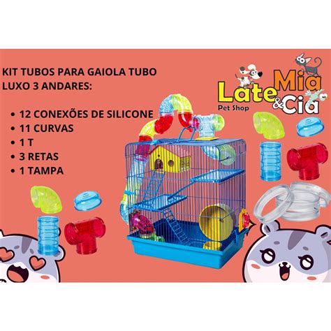 KIT TUBO PARA GAIOLA HAMSTER TUBO LUXO 3 ANDARES Shopee Brasil