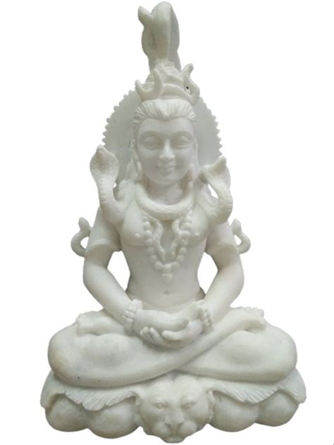 Plain Hindu White Lord Shiva Marble Statue For Worship Size Inch