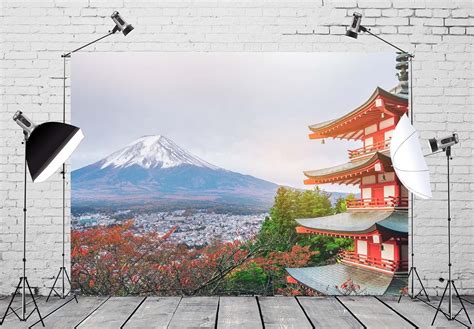 7X5Ft Japan Cherry Blossoms Backdrop Kawaguchiko Mount Fuji Photography