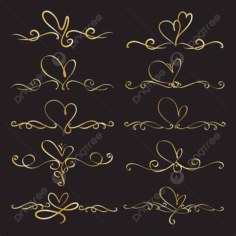 Handmade Vector Illustration Of Calligraphic Heart Decorative Elements