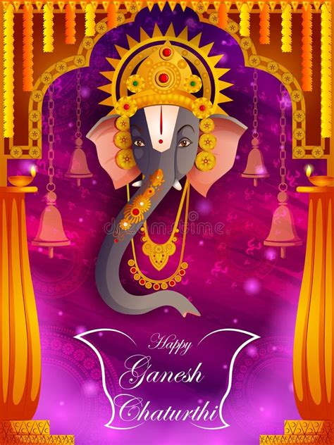 Lord Ganpati On Ganesh Chaturthi Festival Background Stock Vector