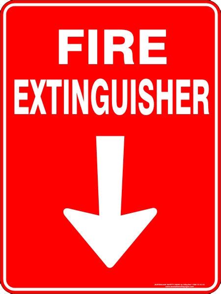 Fire Extinguisher Arrow Down Australian Safety Signs