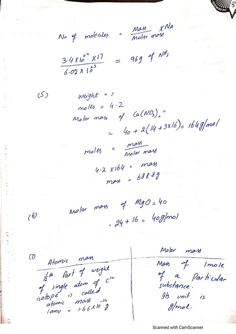 SOLUTION: Concept of mass moles and molar mass - Studypool