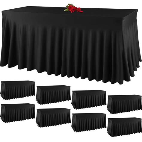 Black Spandex Table Skirts for Rectangular Tables, Table Covers with ...