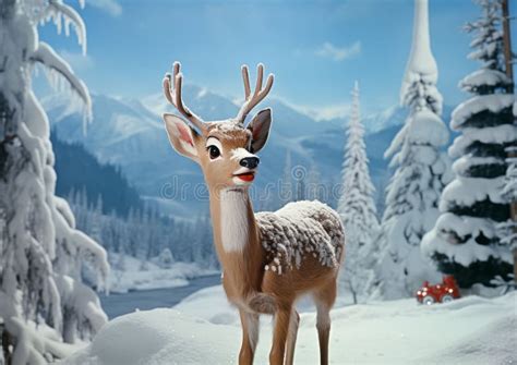 AI Generated Illustration of a Young Reindeer in a Winter Wonderland ...