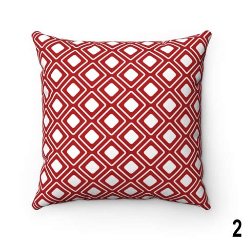 Red Geometric Design Throw Pillow Cover Outdoor Indoor Etsy