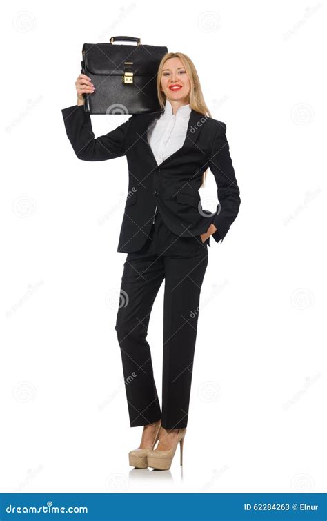 The Woman Businesswoman With Briefcase Isolated On Stock Image Image