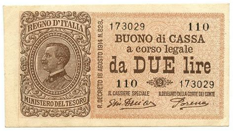 CERTIFICATO 14946 I 2 Lire Buono Di Cassa Effige Vittorio Emanuele III