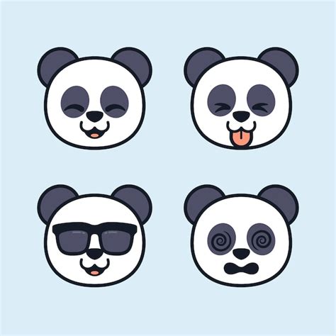 Conjunto De Adesivos Fofos De Pandas Vetor Premium