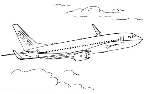 Раскраска Самолет Boeing 737 распечатать, скачать, раскрасить онлайн